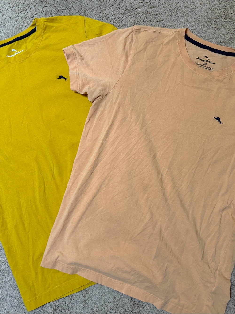 Tommy Bahama Peach Short-Sleeve Crew Tee with Navy Logo